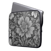 Monochrome Vintage Floral Pattern Laptopschutzhülle (Vorderseite Links)