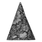Monochrome Vintage Floral Pattern  Partyhütchen (Rechts)