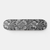 Monochrome Vintage Floral Pattern  Skateboard (Horizontal)