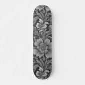 Monochrome Vintage Floral Pattern  Skateboard (Vorne)