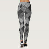 monochrome Vintage Retro-Patchwork-Stoffquadrate Leggings (Rückseite)