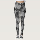 monochrome Vintage Retro-Patchwork-Stoffquadrate Leggings (Vorderseite)