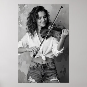 Monochrome Violinenmelodie und Grace Canvas Poster