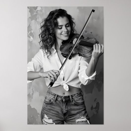 Monochrome Violinenmelodie und Grace Canvas Poster (Vorne)