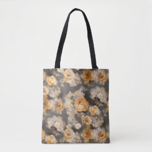 monochrome Wasserfarbe goldene dekorative Blumen a Tasche
