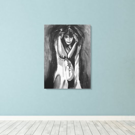 Monochrome Wasserfarbe von Sara Motolanez Leinwanddruck (Insitu (Holzboden))