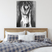 Monochrome Wasserfarbe von Sara Motolanez Leinwanddruck (Insitu (Schlafzimmer))