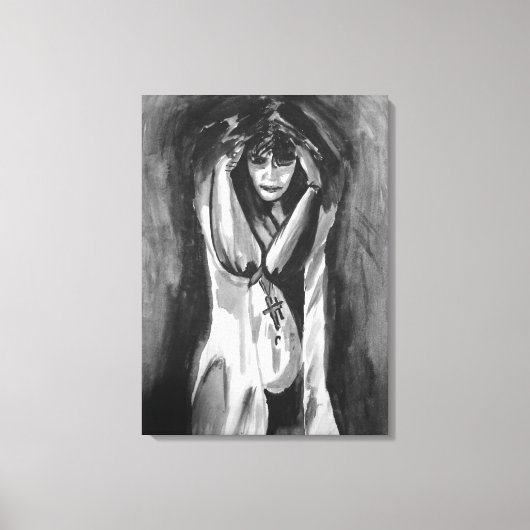 Monochrome Wasserfarbe von Sara Motolanez Leinwanddruck (Vorderseite)