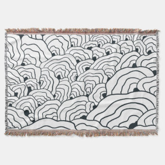 Monochrome Wave Pattern, Modern Abstract Line Art Decke