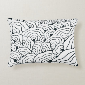 Monochrome Wave Pattern, Modern Abstract Line Art Dekokissen