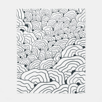 Monochrome Wave Pattern, Modern Abstract Line Art Fleecedecke
