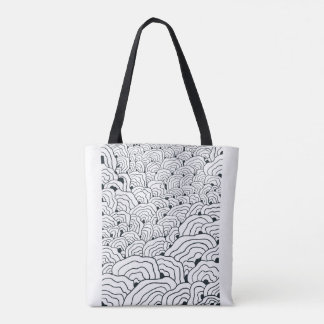 Monochrome Wave Pattern, Modern Abstract Line Art Tasche
