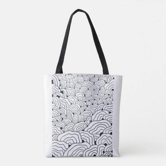 Monochrome Wave Pattern, Modern Abstract Line Art Tasche (Rückseite)