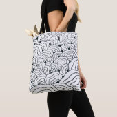 Monochrome Wave Pattern, Modern Abstract Line Art Tasche (Von Nahem)