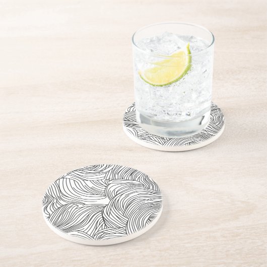 Monochrome Wave Pattern Stone Untersetzer (Seite)
