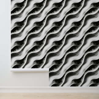 Monochrome Wavy Abstract Pattern – Minimalist Blac Tapete