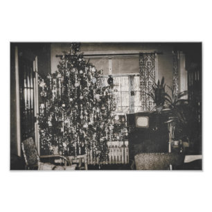 Monochrome Weihnachtsdekorationen für Vintage Feie Fotodruck