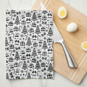 Monochrome Weihnachtsgestaltung Geschirrtuch (Viertel Falte)