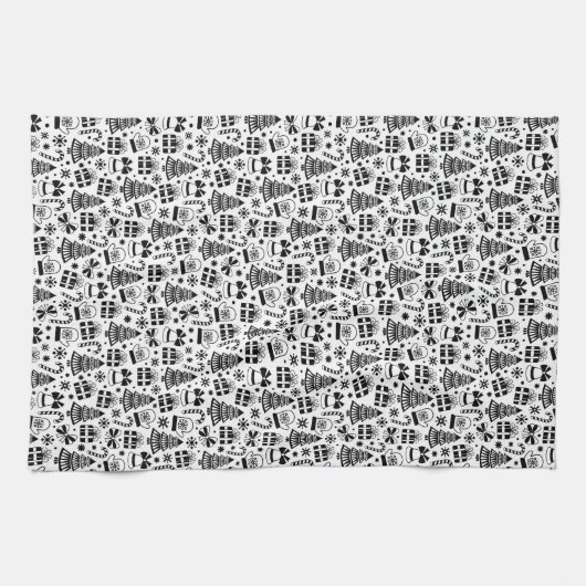 Monochrome Weihnachtsgestaltung Geschirrtuch (Horizontal)
