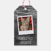 Monochrome Weihnachtsleuchten Rustikales zweiseiti Geschenkanhänger (Vorderseite)