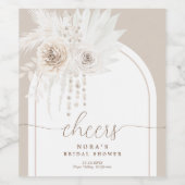 Monochrome, weißer neutraler Blumenbogen Weinetikett (Einzelnes Label)