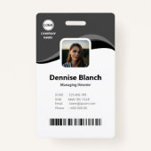 Monochrome Wellen, Bar Code, QR-Code, Foto-ID Ausweis (Vorderseite)