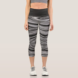 Monochrome Wellen Capri Leggings