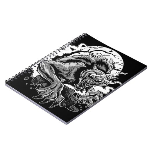 Monochrome Werewolf Moon Notizblock (Linke Seite)