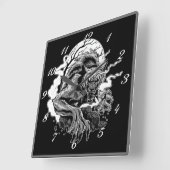 Monochrome Werewolf Moon Quadratische Wanduhr (Winkel)