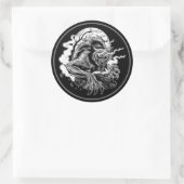 Monochrome Werewolf Moon Runder Aufkleber (Tasche)
