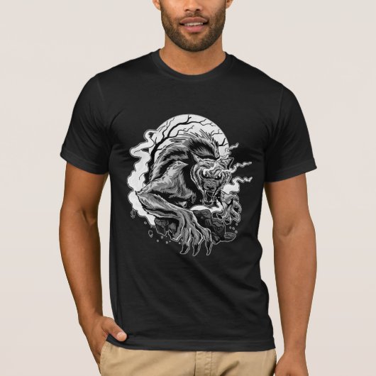 Monochrome Werewolf Moon T-Shirt (Vorderseite)