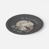 Monochrome Whimsical Autumn Pumpkin Erntedank Pappteller (Schrägansicht)