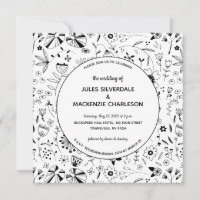Monochrome Wild Blume Moderne Hochzeit