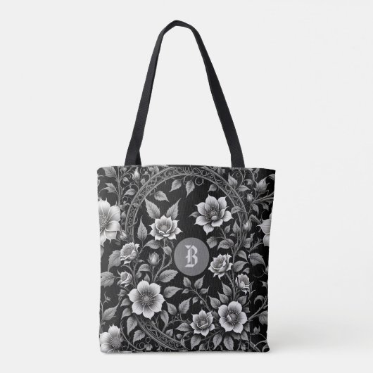 Monochrome Wild Rose Tasche (Rückseite)