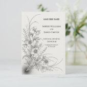 Monochrome Wildblumen-Hochzeit - Save The Date (Stehend Vorderseite)
