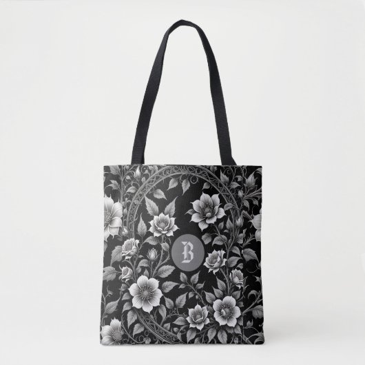 Monochrome Wilde Rose Tasche (Vorderseite)