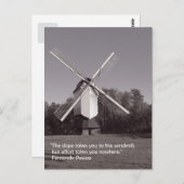 Monochrome Windmühle und inspirierendes Zitat Postkarte (Vorne/Hinten)
