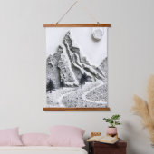 Monochrome Winter Wandteppich Mit Holzrahmen (Schlafzimmer)