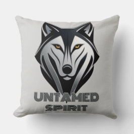 Monochrome Wolf-Silhouette in einem fett Abstrakte Kissen