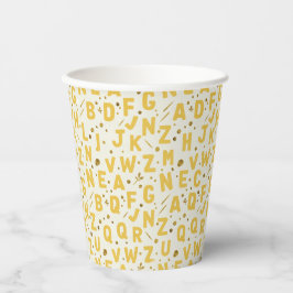 Monochrome Yellow Alphabet Pappbecher
