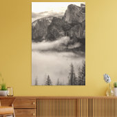 Monochrome Yosemite-Berglandschaft mit Nebel Leinwanddruck (Insitu (Wohnzimmer))