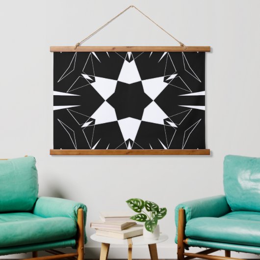 Monochromer Puls Wandteppich Mit Holzrahmen (Wohnzimmer)