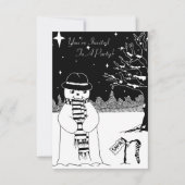 monochromer Schneemann mit Schals-Weihnachten-Einl Einladung (Vorderseite)