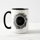 Monochromes abstraktes Pinselstrich-Monogramm Tasse (Links)