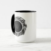 Monochromes abstraktes Pinselstrich-Monogramm Tasse (Vorderseite Links)