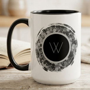 Monochromes abstraktes Pinselstrich-Monogramm Tasse