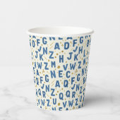Monochromes Alphabet Blau Pappbecher (Rückseite)