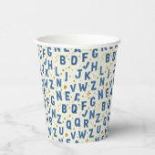 Monochromes Alphabet Blau Pappbecher (Rechts)