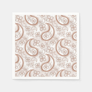 Monochromes Beige- und Weiß-Paisleymuster. Serviette