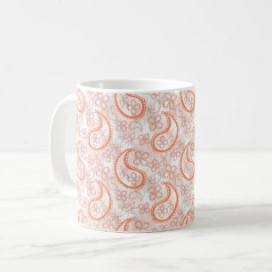 Monochromes beige-weiß-orange Paisley-Muster. Kaffeetasse